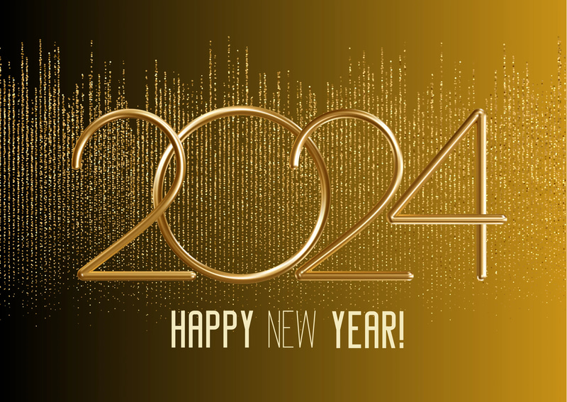 Gold Modern Minimalist Happy New Year Card - Elegant Contemporary Greeting for Festive Celebrations and Personal Wishes