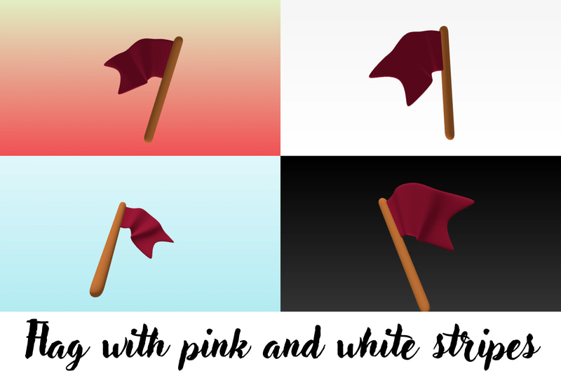 Striped Pink & White Flag - 3D Printable Striped Flag Model for Designers and 3D Printing Enthusiasts