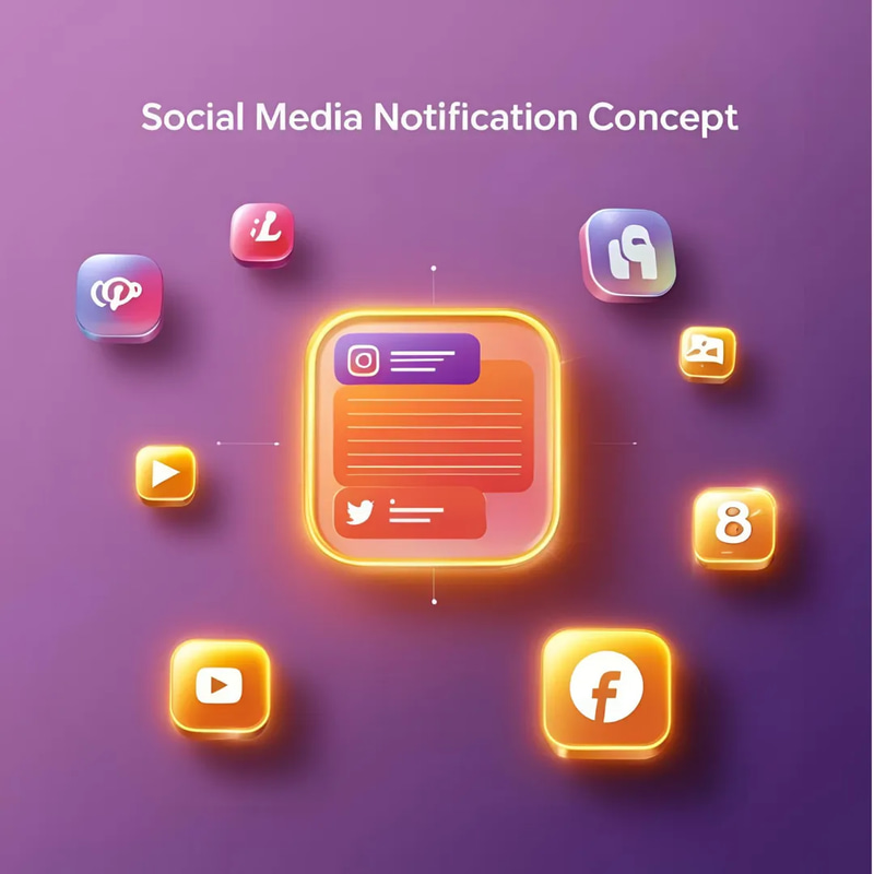 Social Media Notification Concept - Cinematic Business & Technology Stock Video for Digital Marketers and Creators