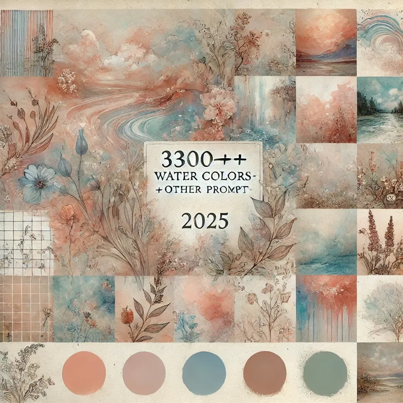 3300++ Watercolors and More Prompts 2025 - Creative AI Art & Graphics Prompts for Designers and Digital Artists
