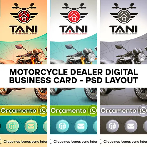 Motorcycle Dealer Digital Business Card - PSD Layout - Modern Editable Business Card Design for Motorcycle Retailers and Professionals