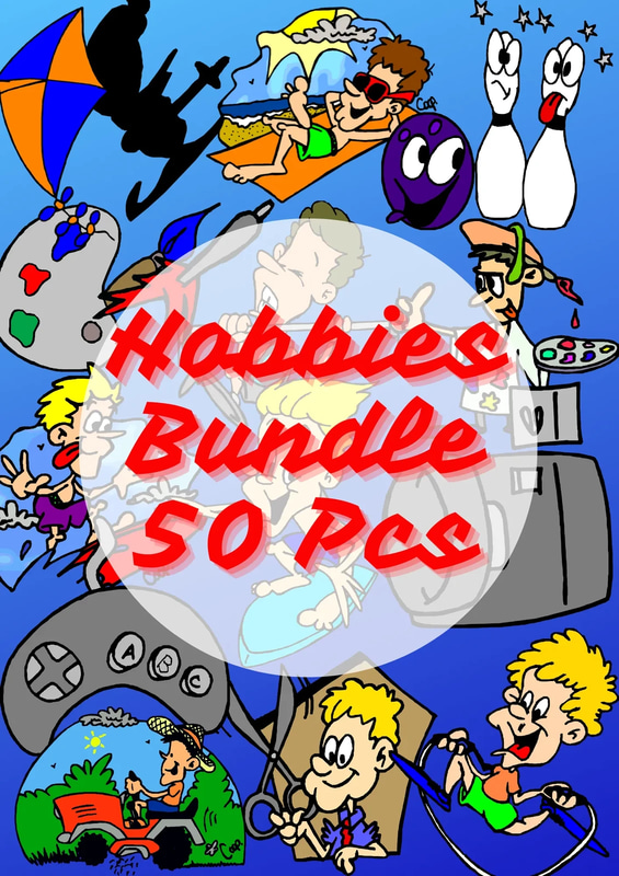 50+ Hobby Cliparts - Bold and Playful Illustrations for Creative Projects and Branding