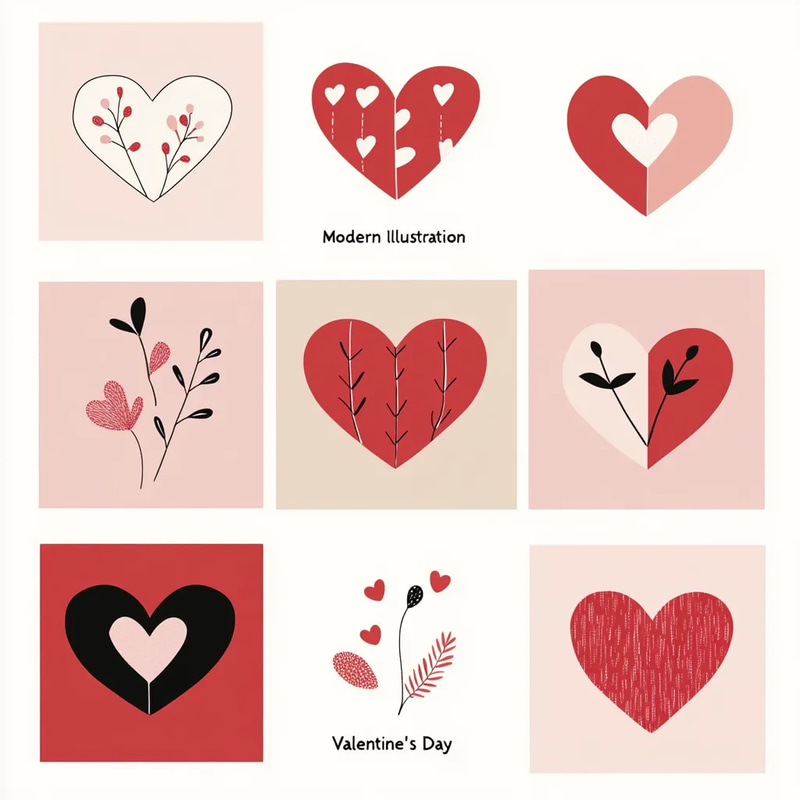 Heart Modern Illustration Valentine's Day Postcard - Contemporary Romantic Greeting for Personal and Business Use