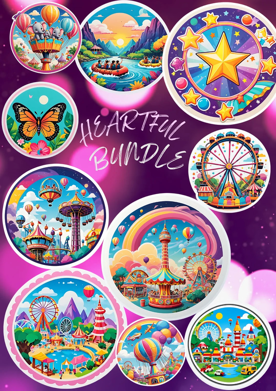 10+ Park Adventures Amusement Set - Vibrant Celebration Stickers for Festive Designs and Creative Projects