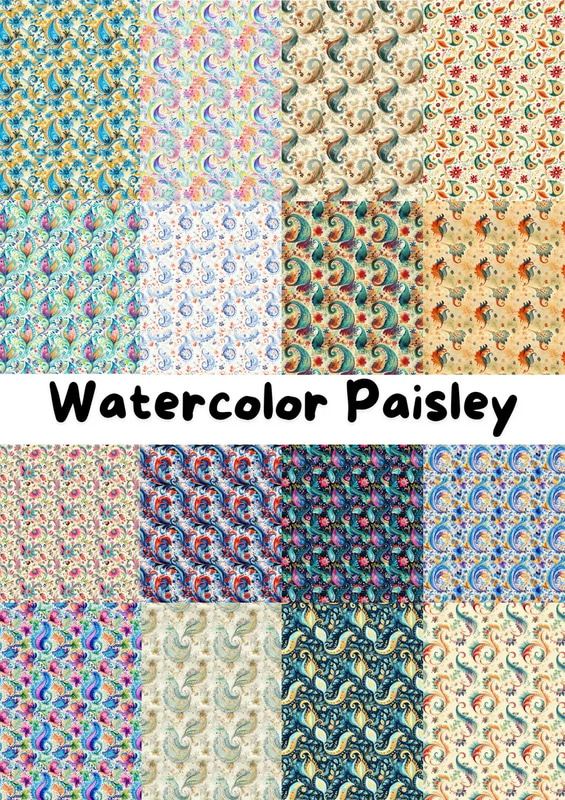 Watercolor Paisley Motif - Artistic Hand-Drawn Pattern for Creative Print and Digital Design Projects