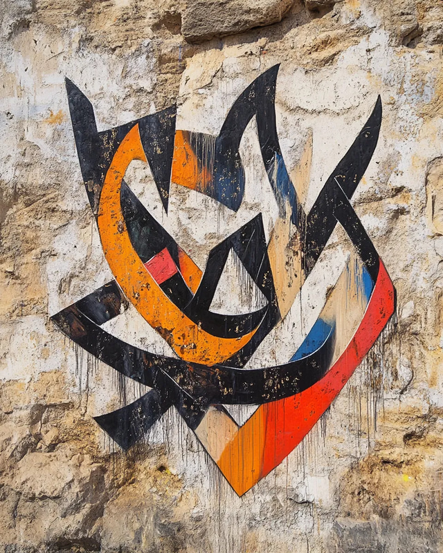 Jerusalem Ink Angular Hebrew Flow - Dynamic Calligraffiti Art for Contemporary Urban Design and Creative Projects