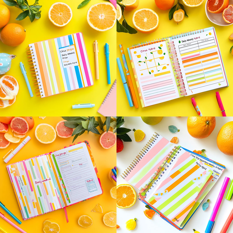 Citrus Stripe Daily-Weekly Hybrid - Vibrant Planner for Efficient Daily and Weekly Organization