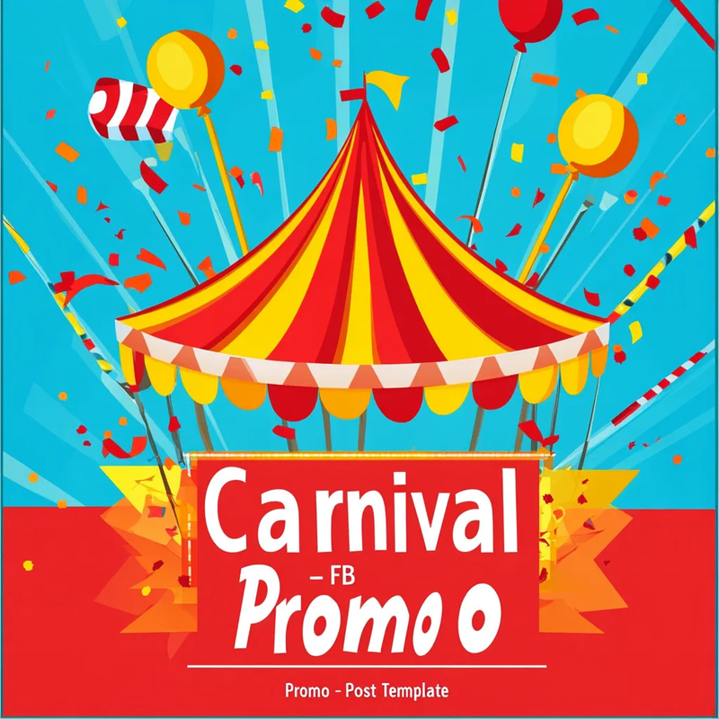 Carnival Promo FB Post Template - Vibrant Social Media Graphic for Engaging Facebook Campaigns