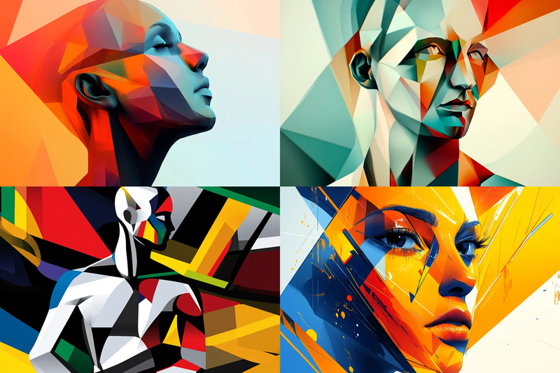 Stylized Geometric Figure - Digital Wall Art - Contemporary Figurative Design for Modern Interiors and Creative Spaces