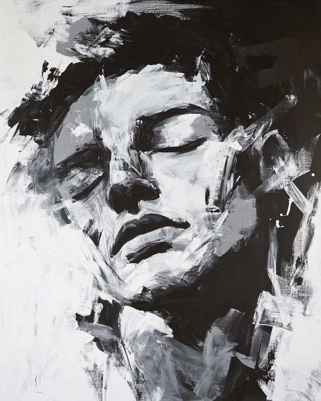 Monochrome Abstract Male Portrait Design - Contemporary Minimalist Portrait Art for Creative Professionals and Decor
