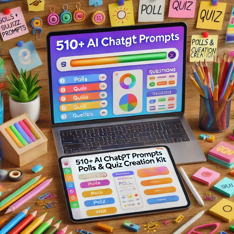 510+ AI ChatGPT Prompts - Polls & Quiz Creation Kit - Creative AI Dialogue Prompts for Engaging Polls and Interactive Quizzes