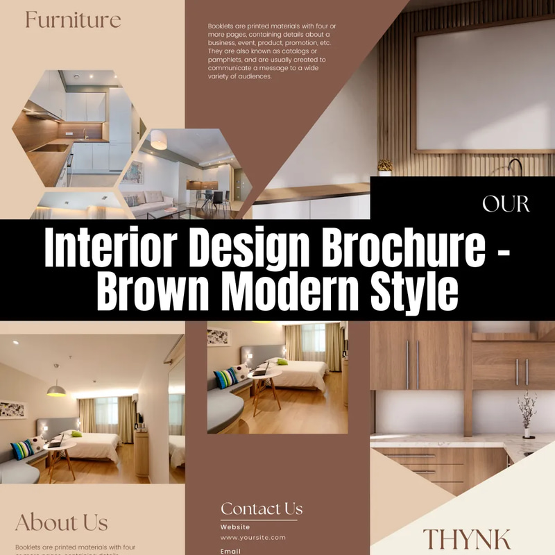 Interior Design Brochure Brown Modern Style - Sleek Marketing Template for Commercial and Creative Agencies