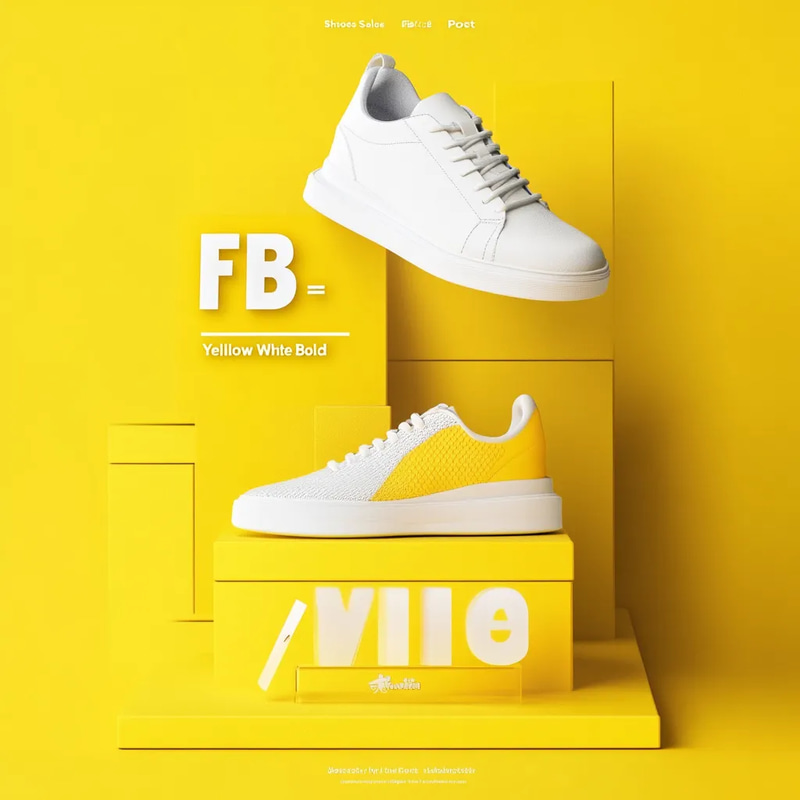 Shoes Sale FB Post - Yellow White Bold - Bold Social Media Template for Eye-Catching Facebook Ads and Posts