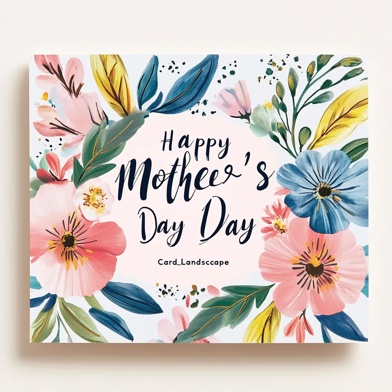 Happy Mother's Day Greeting Card Landscape - Elegant Floral Design for Heartfelt Mom Celebrations