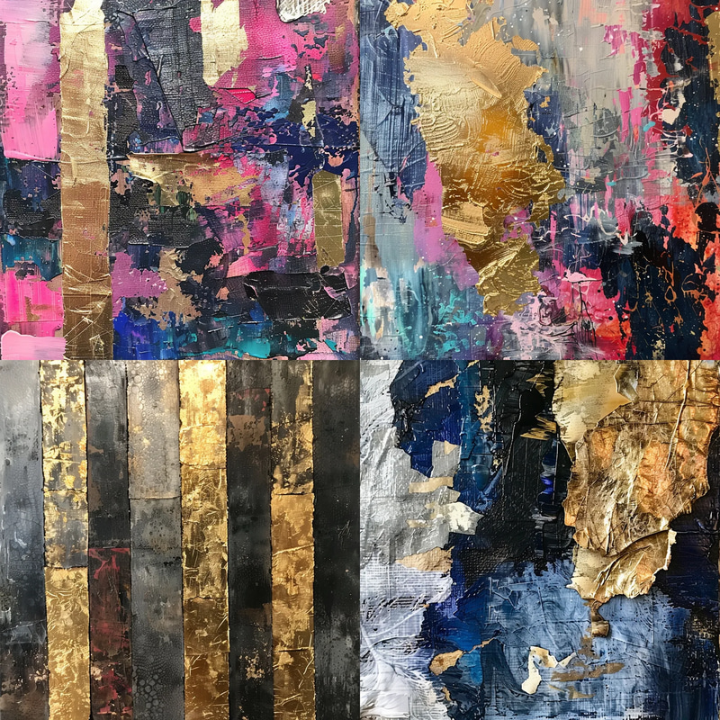 Textured Wallpaper Abstract Collage - Vibrant Mixed Media Abstract Art for Creative Interiors and Digital Design