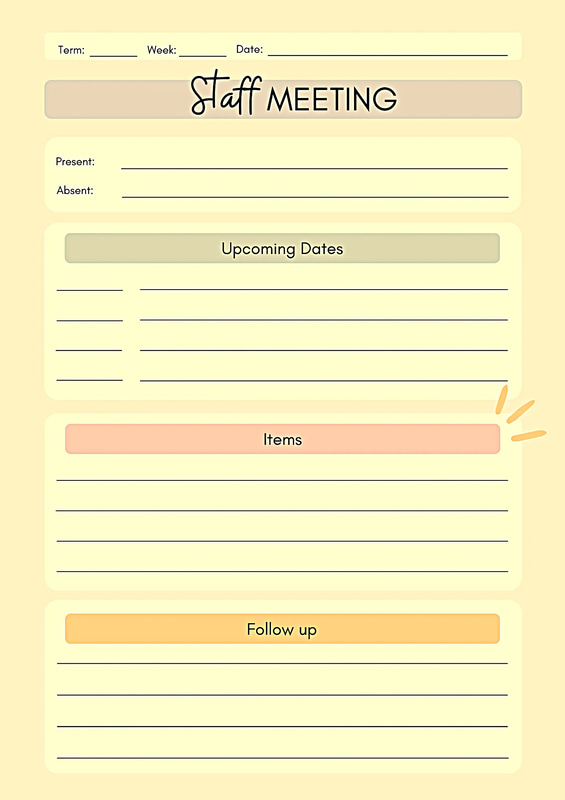 Staff Meeting Notes Template - Streamlined Professional Memo & Meeting Notes for Business Efficiency