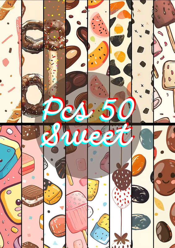 50 Kawaii Dessert Dream Patterns - Playful Anime-Inspired Patterns for Creative Designers and Crafters
