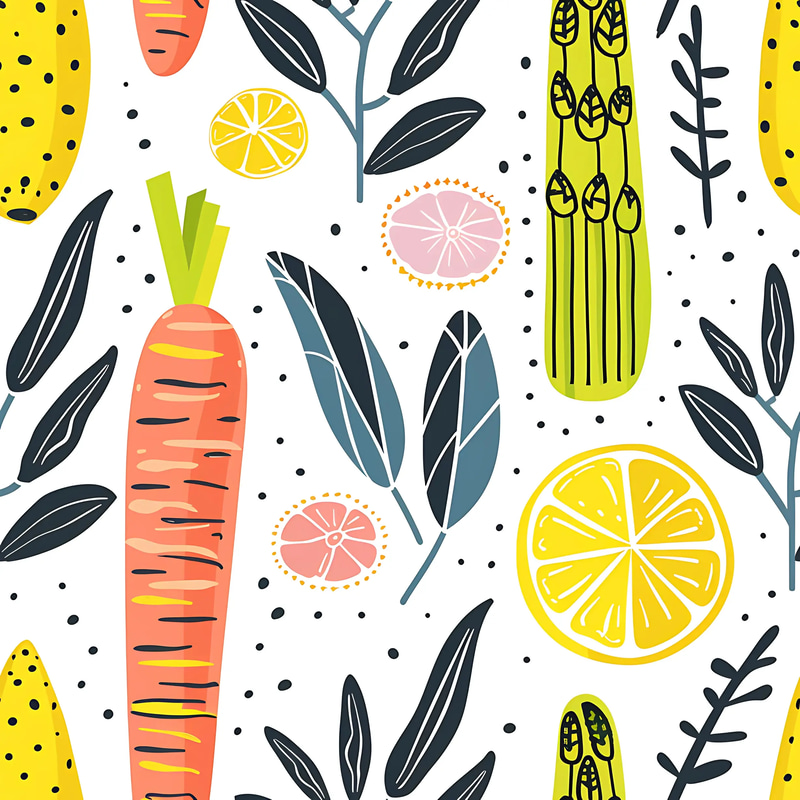 100 Organic Bounty Patterns - Vibrant Harvest-Themed Food and Fruit Pattern Collection for Designers and Creators