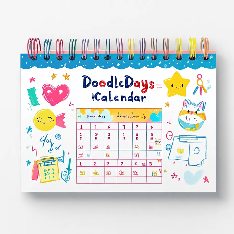2024 DoodleDays School Wall Calendar - Creative Yearly Planner for Students and Educators
