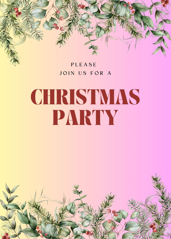 Beige Green Red Watercolor Christmas Party Invite - Elegant Holiday Invitation Template for Seasonal Celebrations