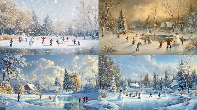 Frostvale Playful Winter Scene - Immersive Digital Seasonal Environment Art for Creators & Storytellers