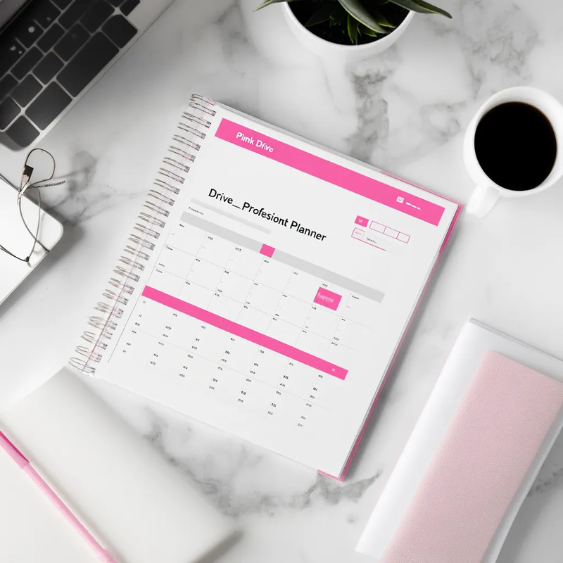 Pink Drive Professional Project Planner - Streamlined Organization for Efficient Workflow and Goal Management