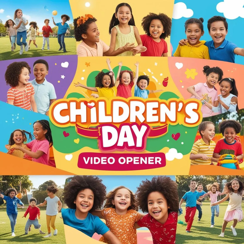 Children's Day Intro - Happy Celebration Video - Vibrant Video Opener Template for Kids' Events and Festive Projects