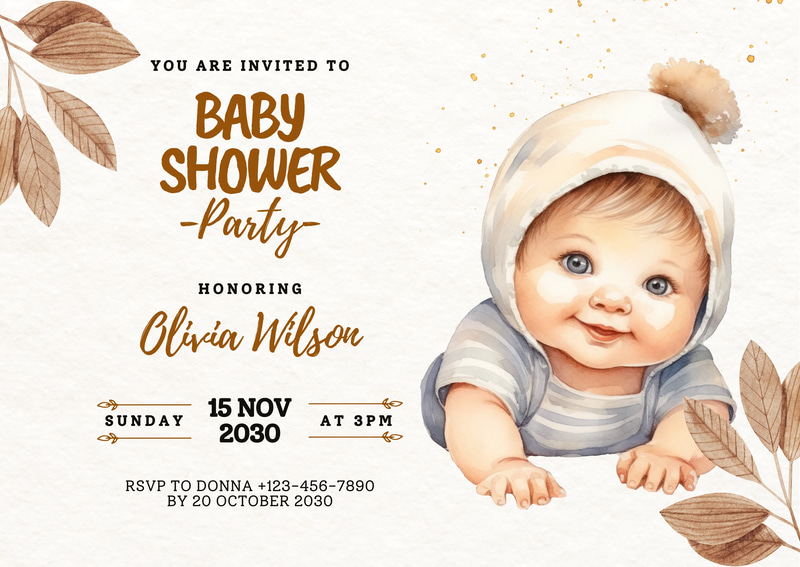 Brown Pink Cute Baby Shower Invitation - Adorable and Stylish Design for Memorable Baby Celebrations