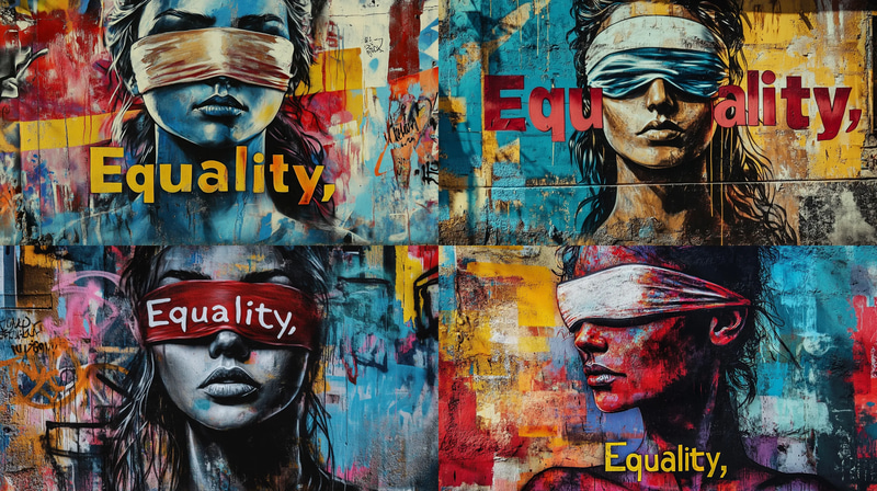 Blindfolded Justice Graffiti - Bold Political Street Art for Social Commentary and Urban Creatives