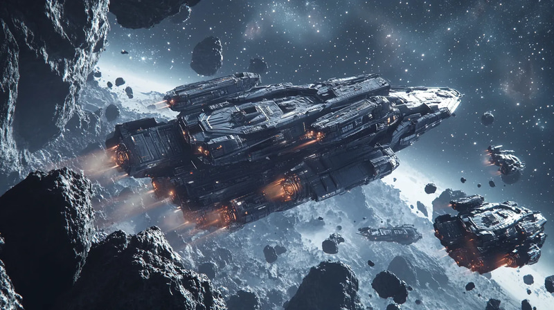 Fleet of Starships Launching from a Mothership Art - Cinematic Sci-Fi Space Exploration Visuals for Creators and Enthusiasts
