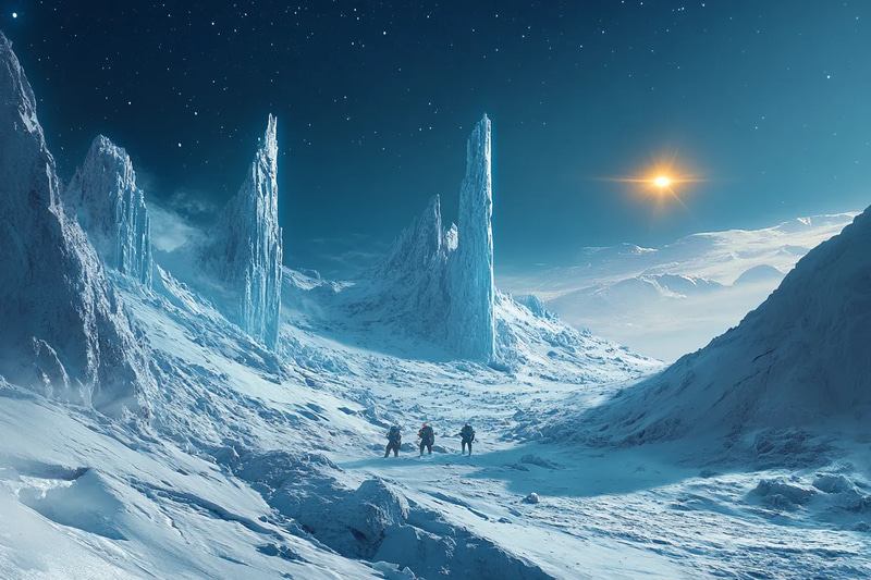 Harsh Terrain on a Distant Exoplanet - Sci-Fi Digital Art for Futuristic Visual Storytelling