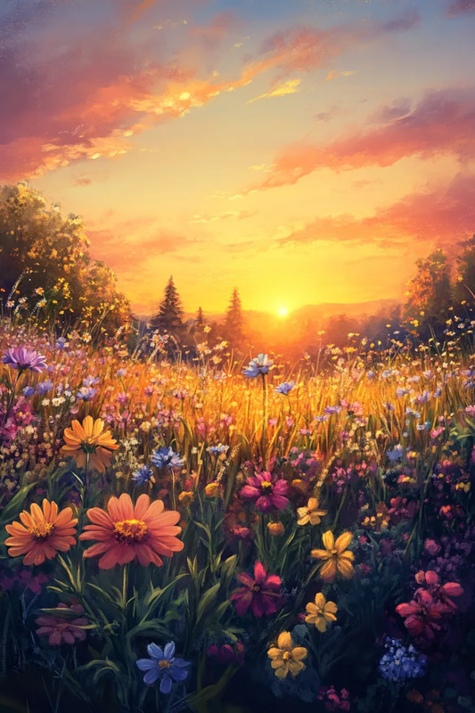 Golden Field Sunset - Serene Sunset Landscape Art for Timeless Home and Office Decor