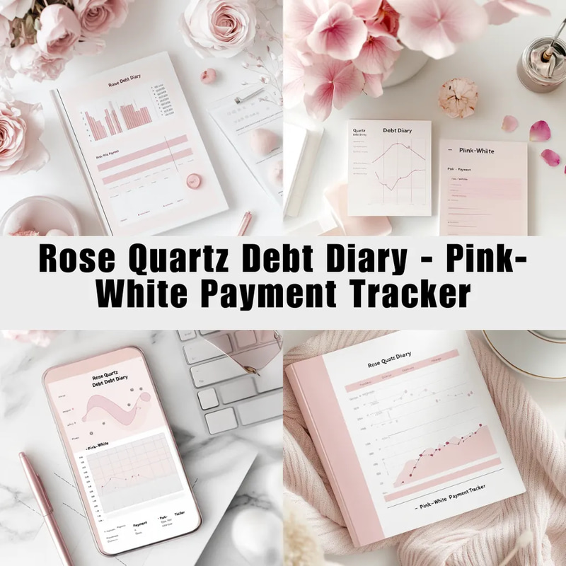 Rose Quartz Debt Diary - Pink-White Payment Tracker - Elegant Financial Planner for Personal and Business Budgeting