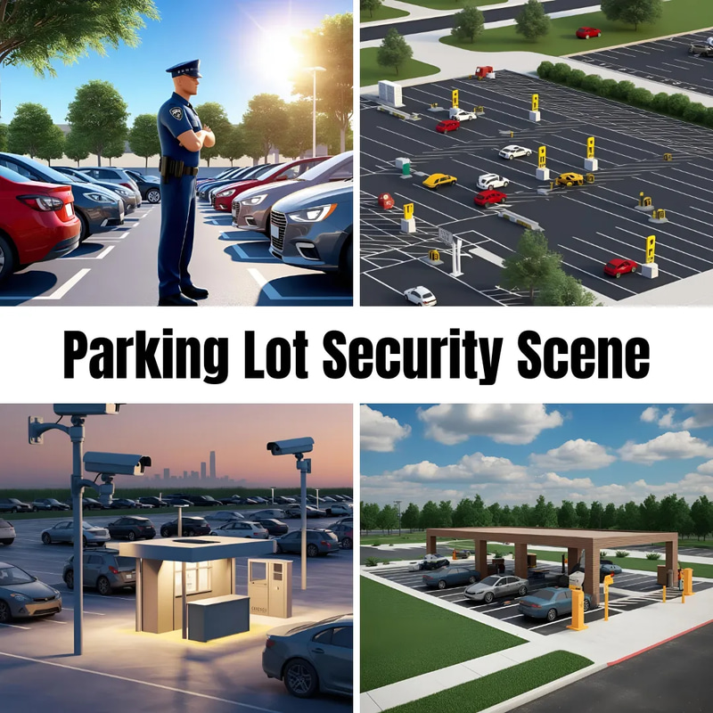 Parking Lot Security Scene - Detailed 3D Printing Models for Tech and Design Projects