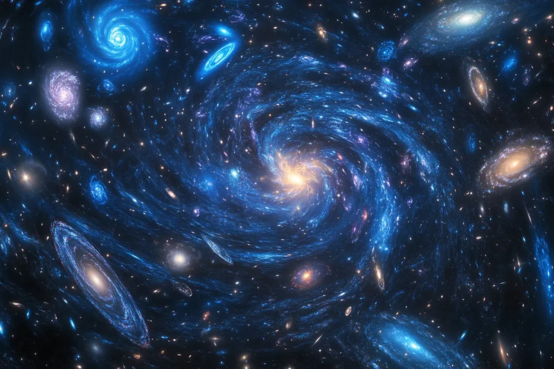 Galaxy Cluster Wall Art - LuxeWall Creations' Cosmic Space Decor for Modern Interiors and Creative Ambiance