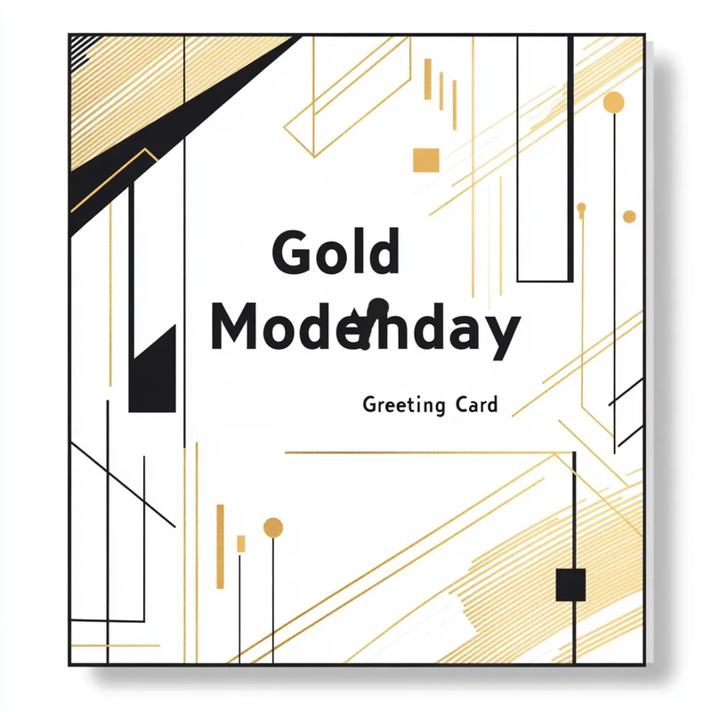 Gold Modern Birthday Greeting Card - Elegant Contemporary Invitation for Memorable Celebrations