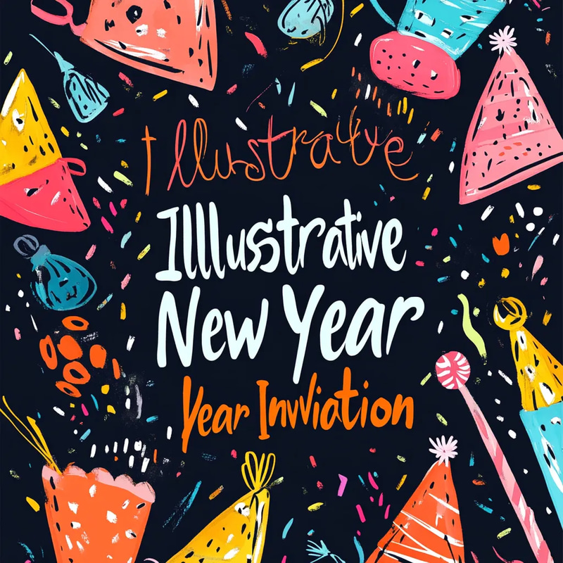 Illustrative New Year Invitation - Elegant Festive Card Design for Memorable Celebrations and Greetings