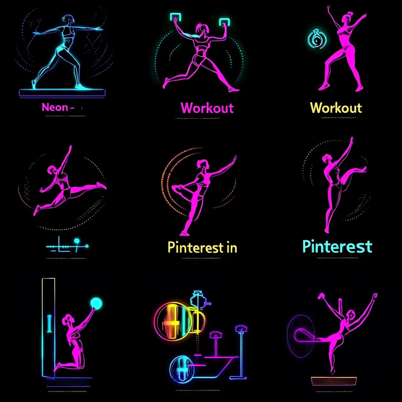 Neon Workout - Pinterest Pin - Vibrant Fitness Social Media Templates for Engaging Brand Promotion