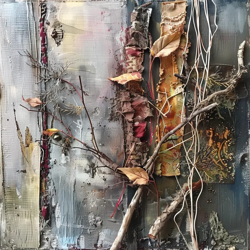 Fabric Strip Abstract Textured Art - Vibrant Mixed Media Abstract for Modern Creative Projects