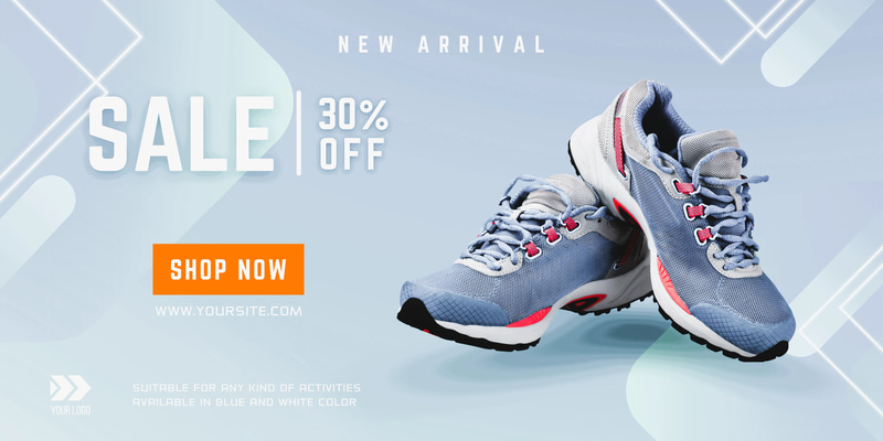 Product Promotion Banner - Turquoise Realistic Shoes - Dynamic Marketing Banner Template for Stylish Shoe Campaigns and Brand Growth