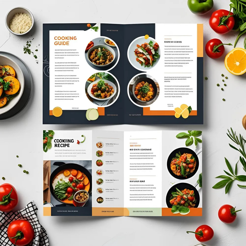 Cooking Recipe Bi-Fold Brochure - Clean Food Template - Professional Marketing Design for Culinary Brands and Healthy Food Promotions