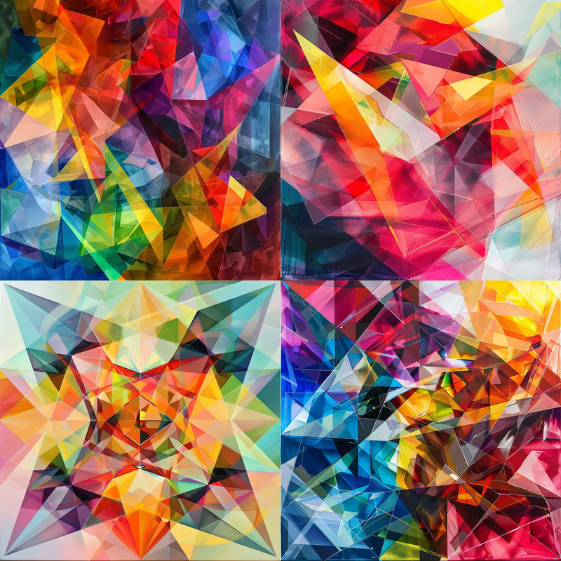 Kaleidoscope Polygons Translucent Layered Art - Abstract Expressionism for Creative Designers and Visual Storytellers