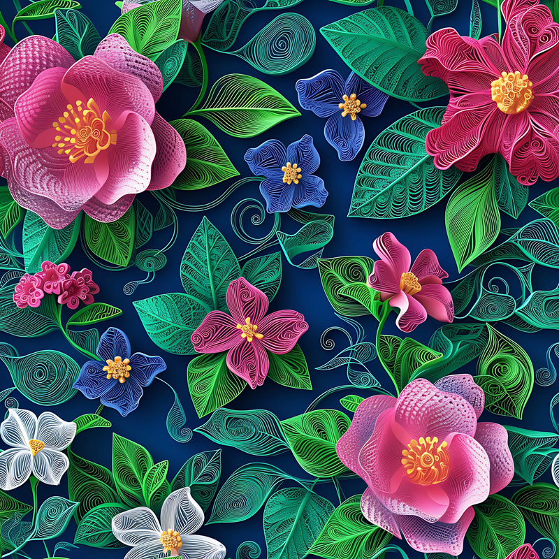 100 Sculptural Paper Quilled Blooms - Geometric Abstract Pattern Collection for Creative Print and Digital Design