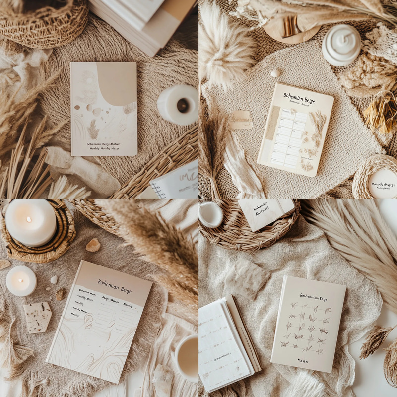 Bohemian Beige Abstract Monthly Master - Elegant Monthly Planner for Creative Workflow and Organized Living
