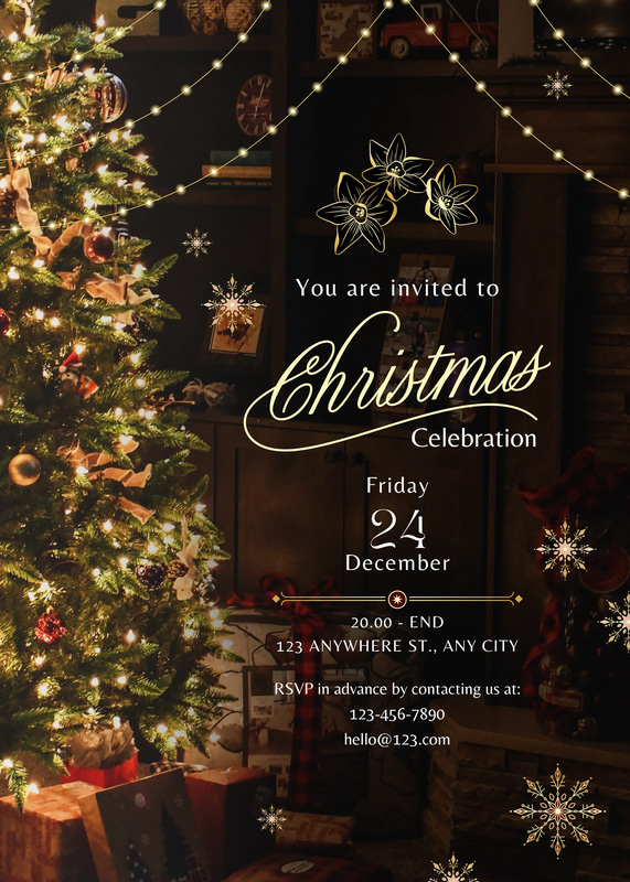Gold Black Elegant Christmas Celebration Invite - Premium Festive Holiday Invitation for Stylish Events and Seasonal Greetings