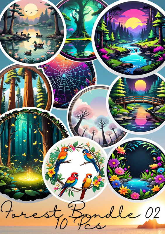 10 Forest Bloom Sticker Pack - Vibrant Jungle & Forest Stickers for Creative Projects and Personal Expression