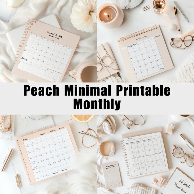 Peach Minimal Printable Monthly - Clean & Modern Planner for Effective Time Management and Goal Tracking