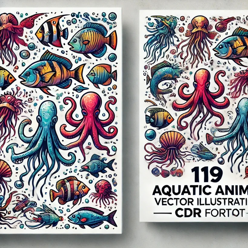 119 Aquatic Animals Vector Illustrations - Vibrant Wildlife Art for Designers and Creative Projects