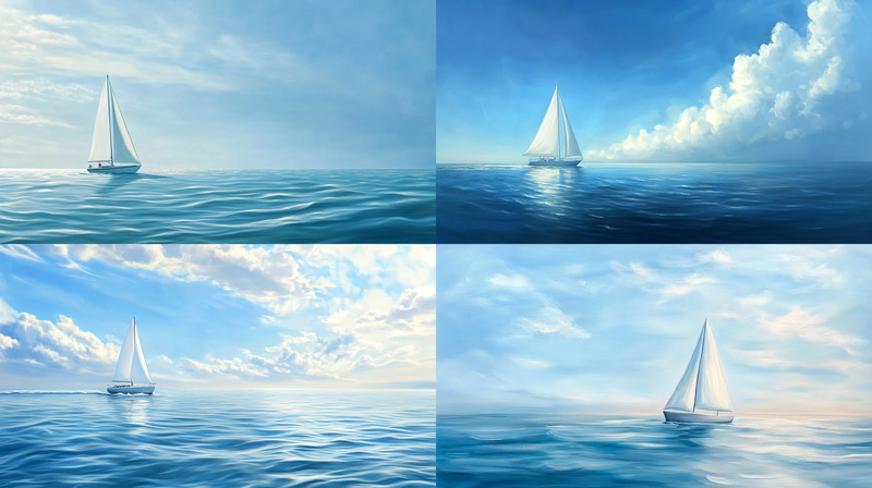 Sailboat at Sunset - Serene Seascape Landscape Art for Tranquil Spaces and Creative Decor