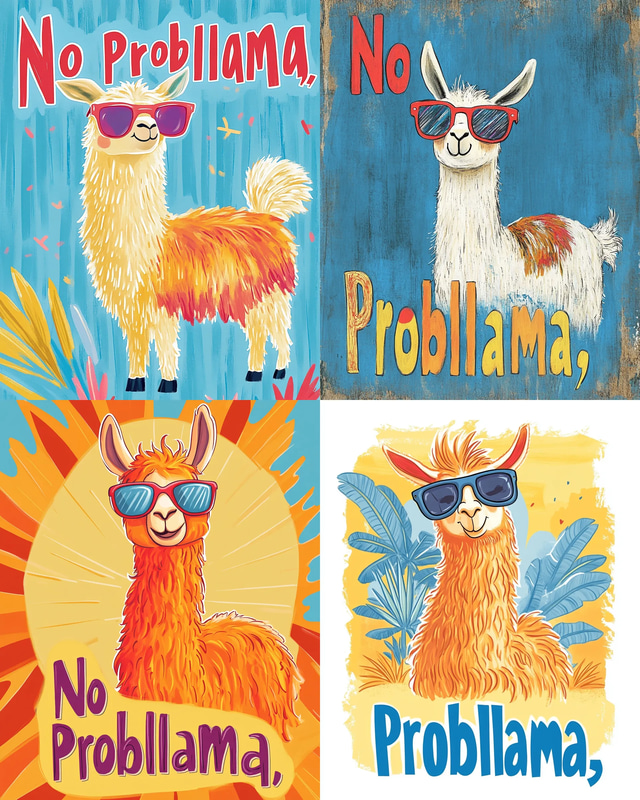 Llama Wearing Sunglasses - Comedic Wall Art - Playful Humorous Decor for Creative Spaces and Lighthearted Ambiance